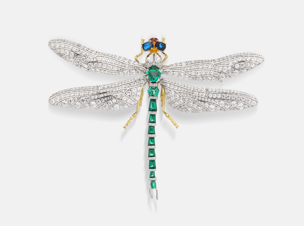 Blue Green Diamond Dragonfly Brooch Premium Corsage Niche Versatile