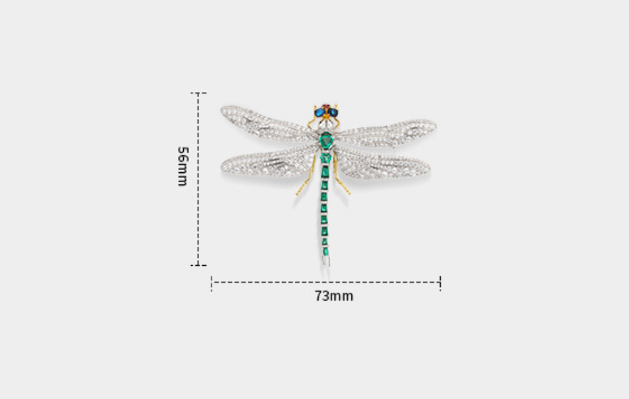 Blue Green Diamond Dragonfly Brooch Premium Corsage Niche Versatile