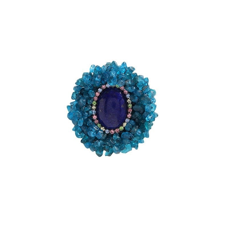 Blue Green Lapis Lazuli Brooch High-end Luxury Corsage