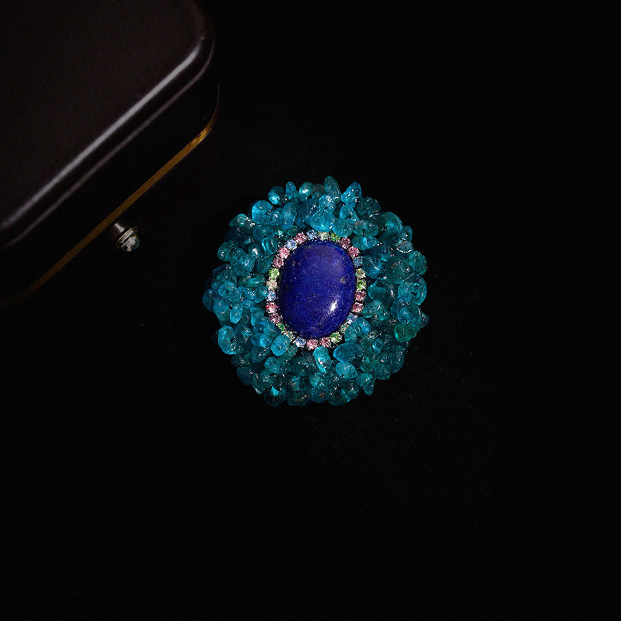 Blue Green Lapis Lazuli Brooch High-end Luxury Corsage