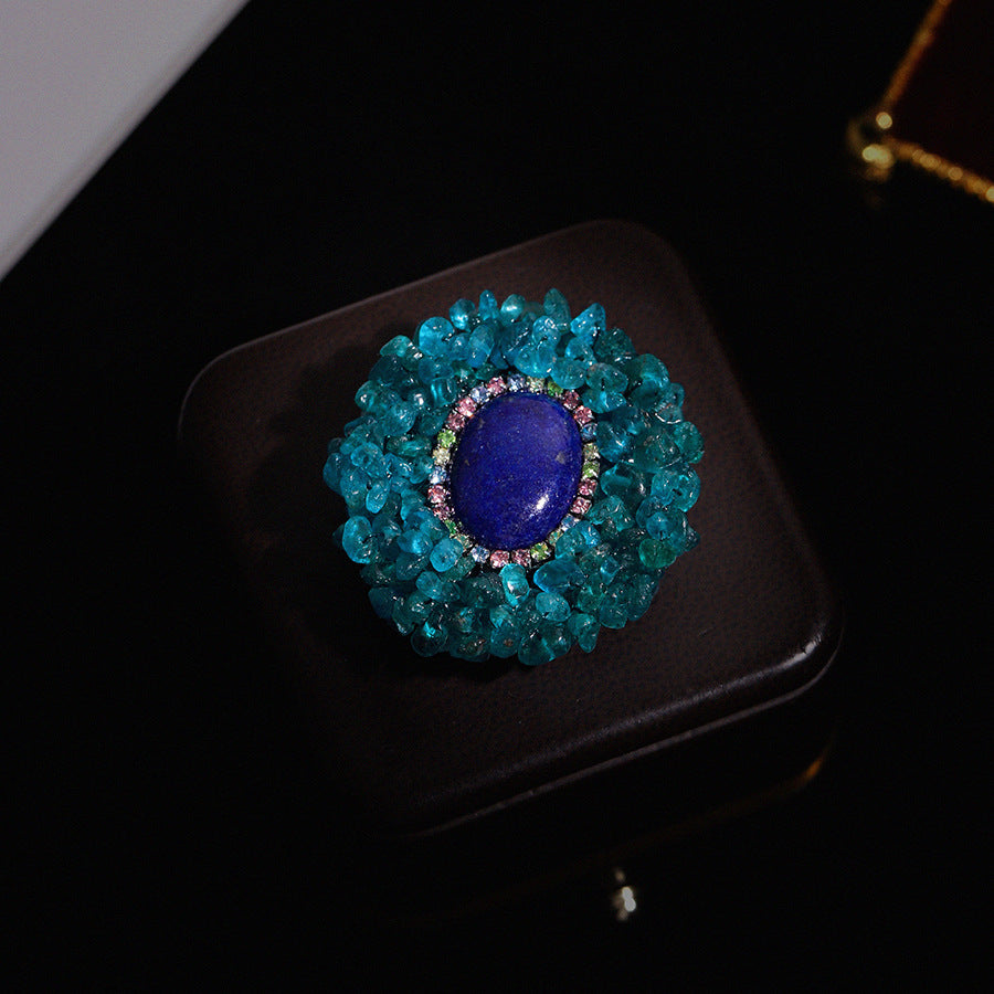 Blue Green Lapis Lazuli Brooch High-end Luxury Corsage