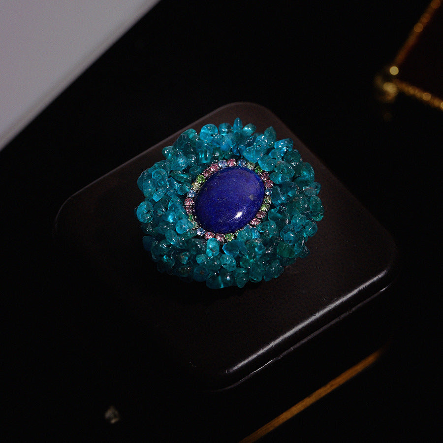 Blue Green Lapis Lazuli Brooch High-end Luxury Corsage