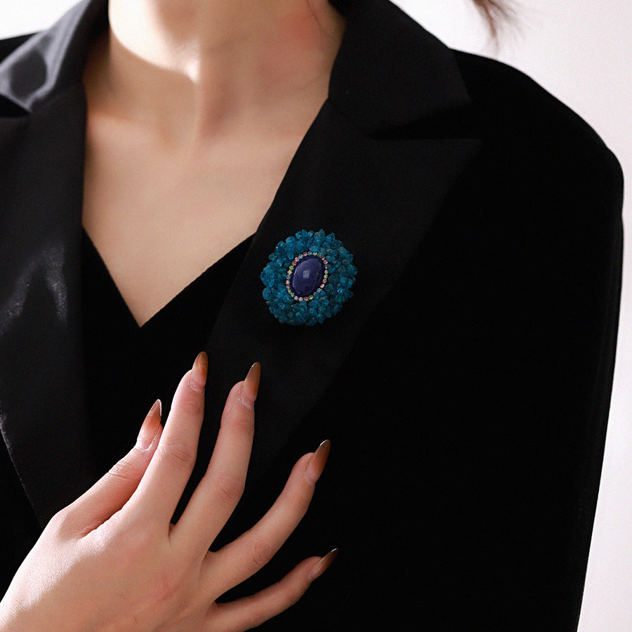 Blue Green Lapis Lazuli Brooch High-end Luxury Corsage