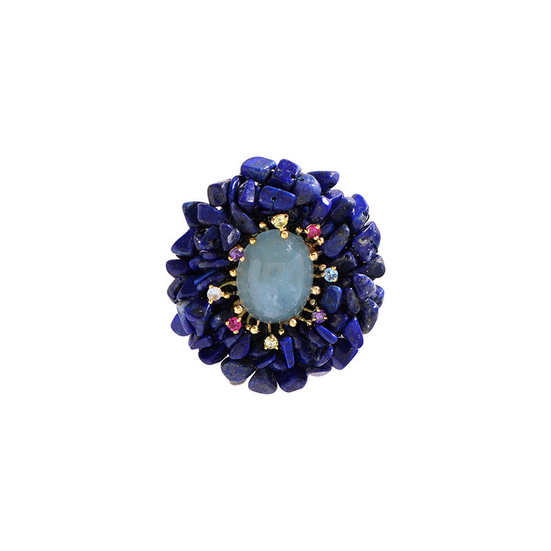 Blue Lapis Lazuli Brooch High-end Luxury Corsage