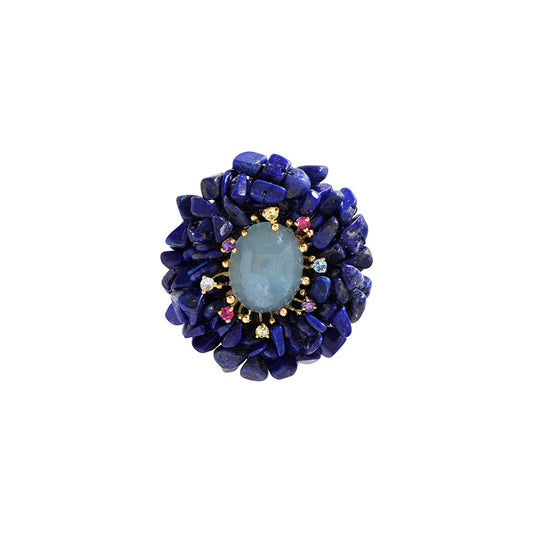 Blue Lapis Lazuli Brooch High-end Luxury Corsage