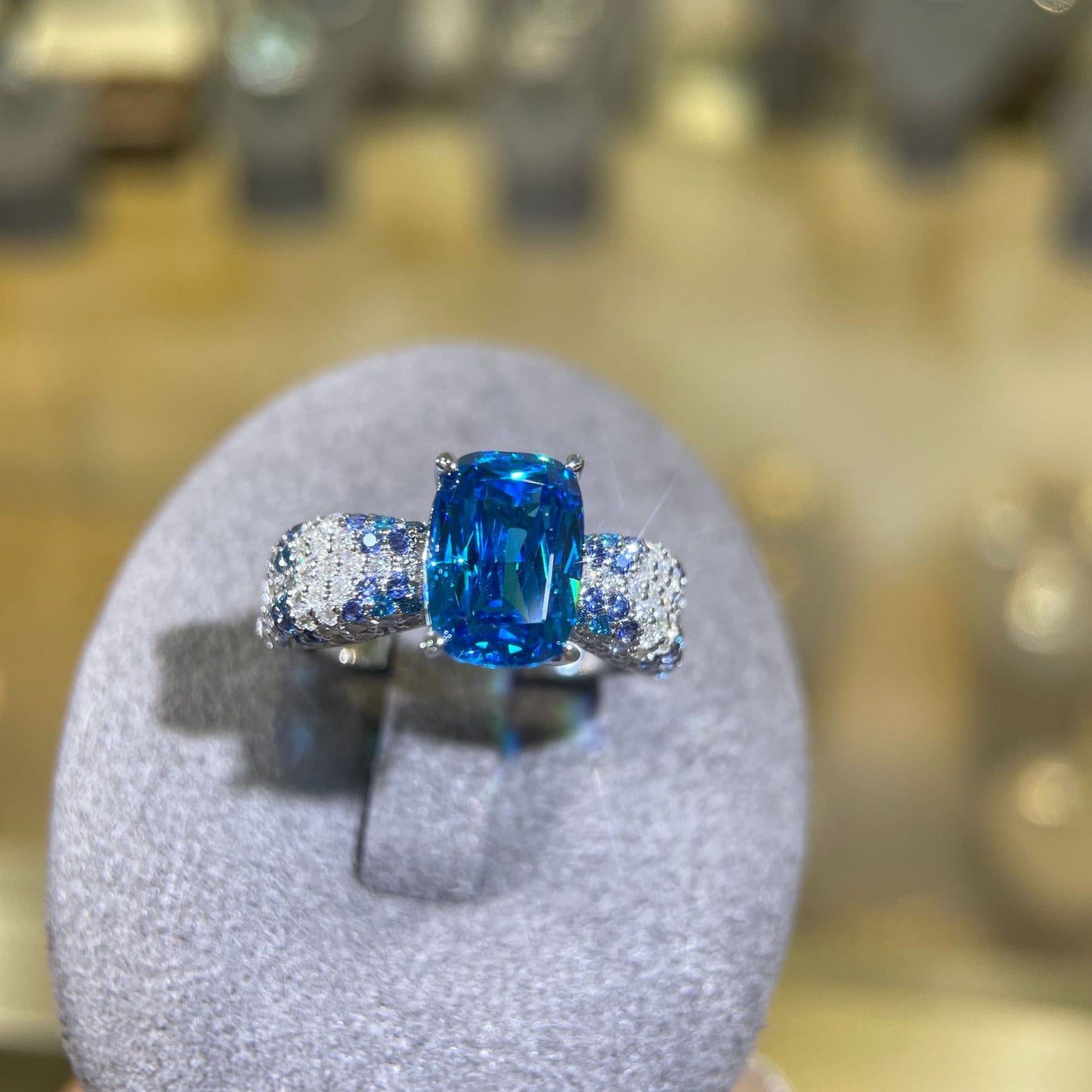 3.6 Carat Ashoka Diamond Cut Cultured Gemstone Gradient Diamond Navy Blue Full Star S925 Silver