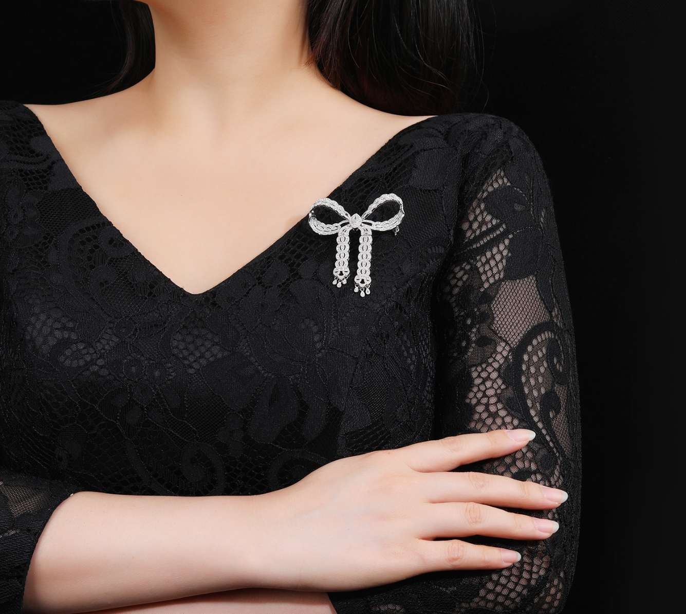 Bow Diamond Brooch Women Premium Niche Corsage