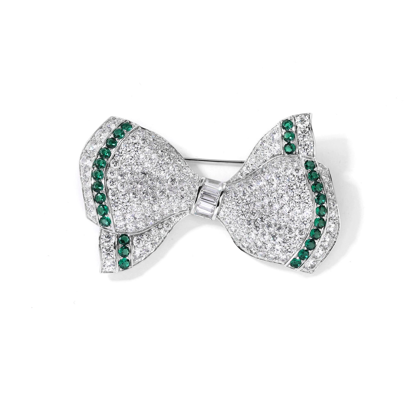 Bow Diamond Brooch Green Premium Corsage