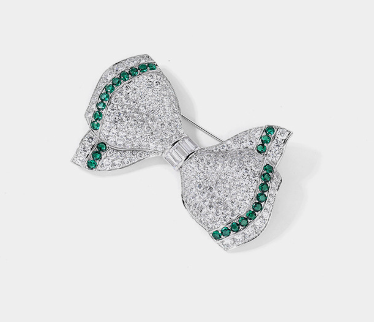 Bow Diamond Brooch Green Premium Corsage