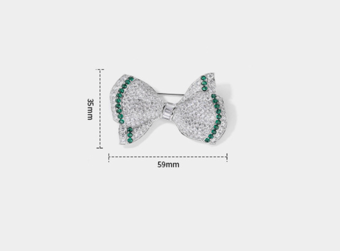 Bow Diamond Brooch Green Premium Corsage