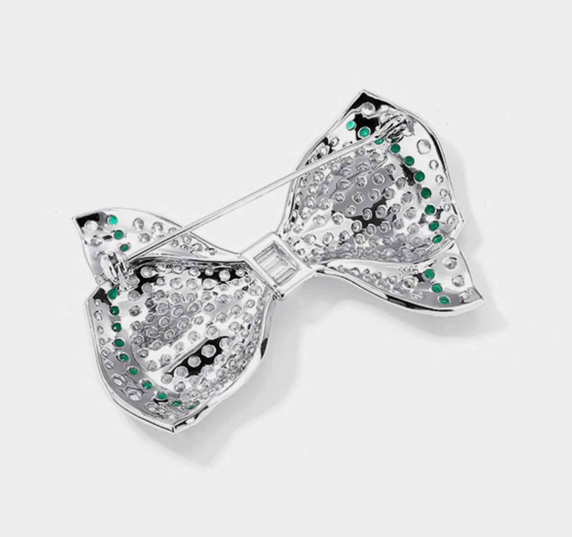 Bow Diamond Brooch Green Premium Corsage
