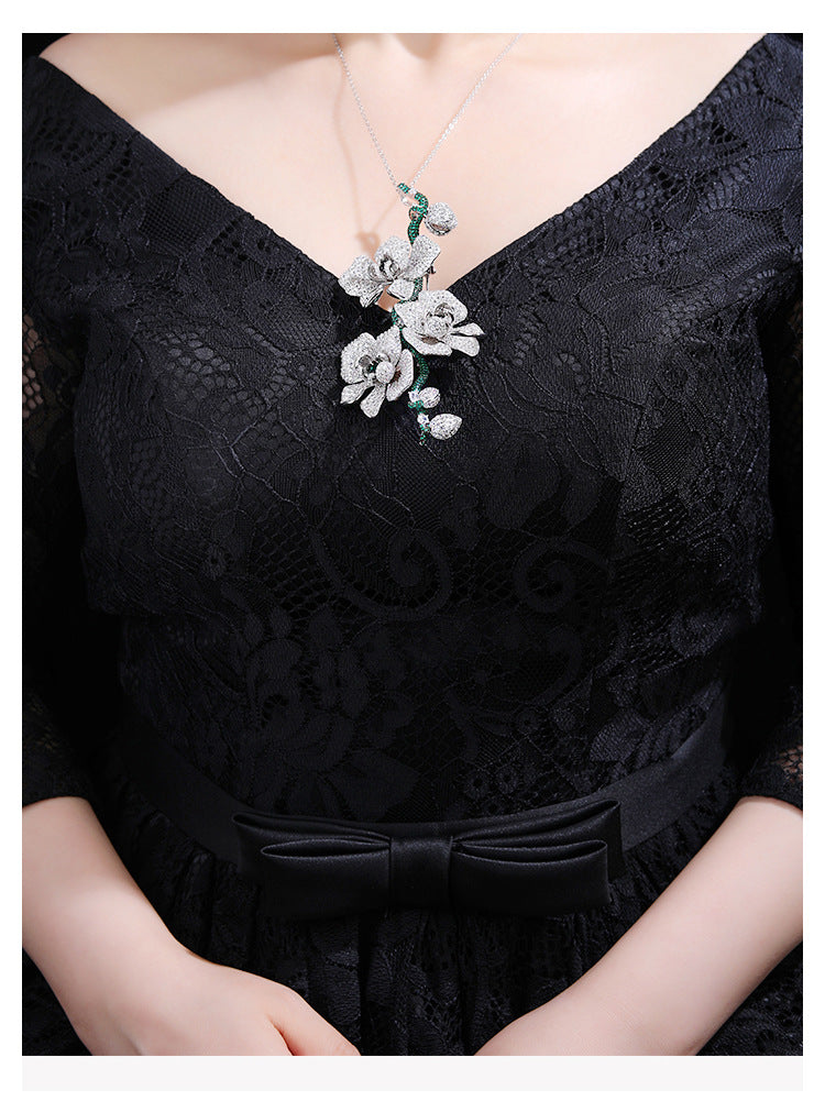 Butterfly Orchid Diamond Brooch Silver Gilded Sparkling Luxury Corsage