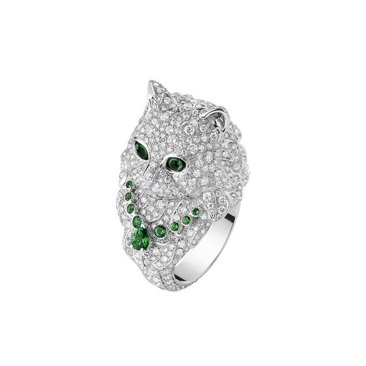 Shuffleboard Persian Cat High Carbon Diamond Ring