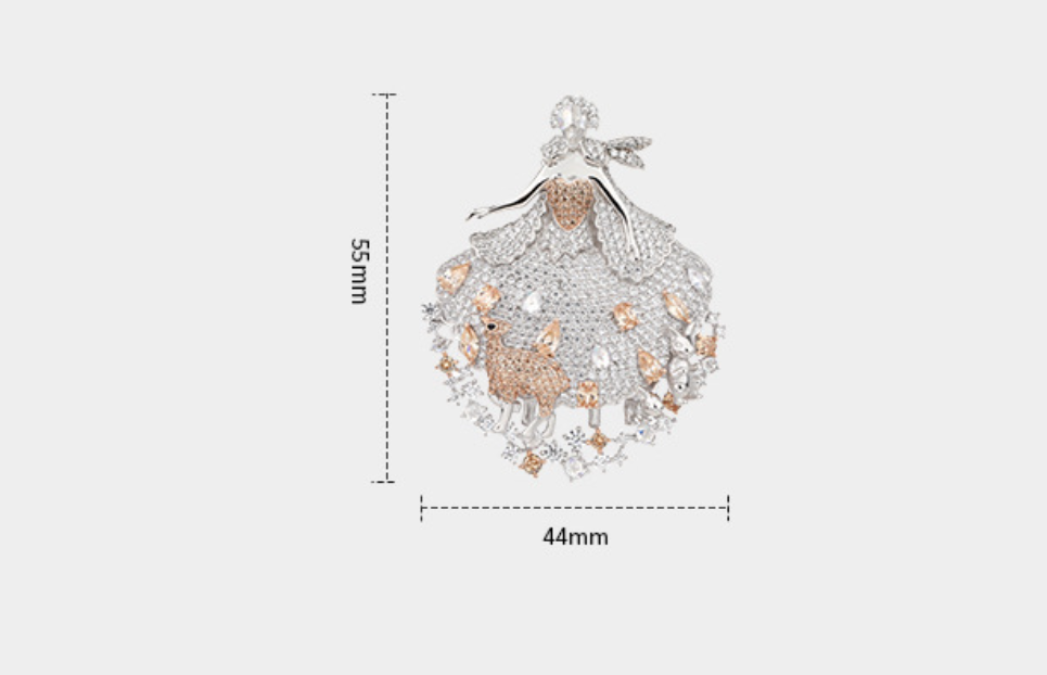 Dancing Girl Diamond Champagne Necklace Pendant Dual Purpose Brooch