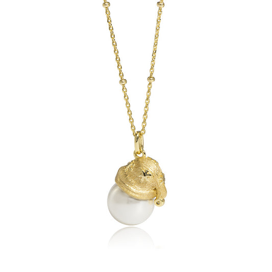 Christmas Hat Pearl Silver Plated Necklace