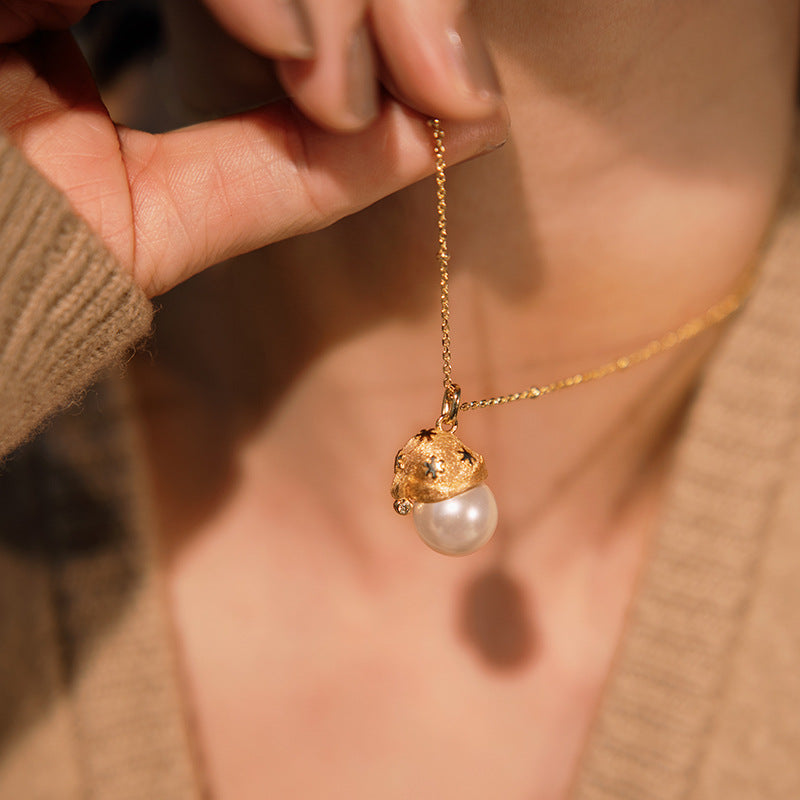 Christmas Hat Pearl Silver Plated Necklace