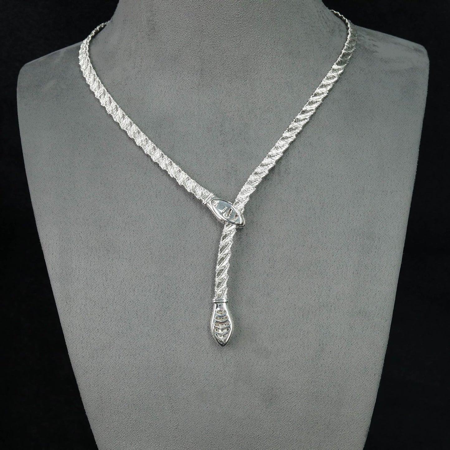 High Carbon Diamond Spirit Snake Muzo Green Silver and Gold Plated Collarbone Chain