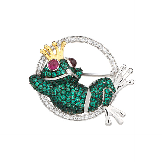 Frog Crown Diamond Brooch Niche Versatile High-end Corsage