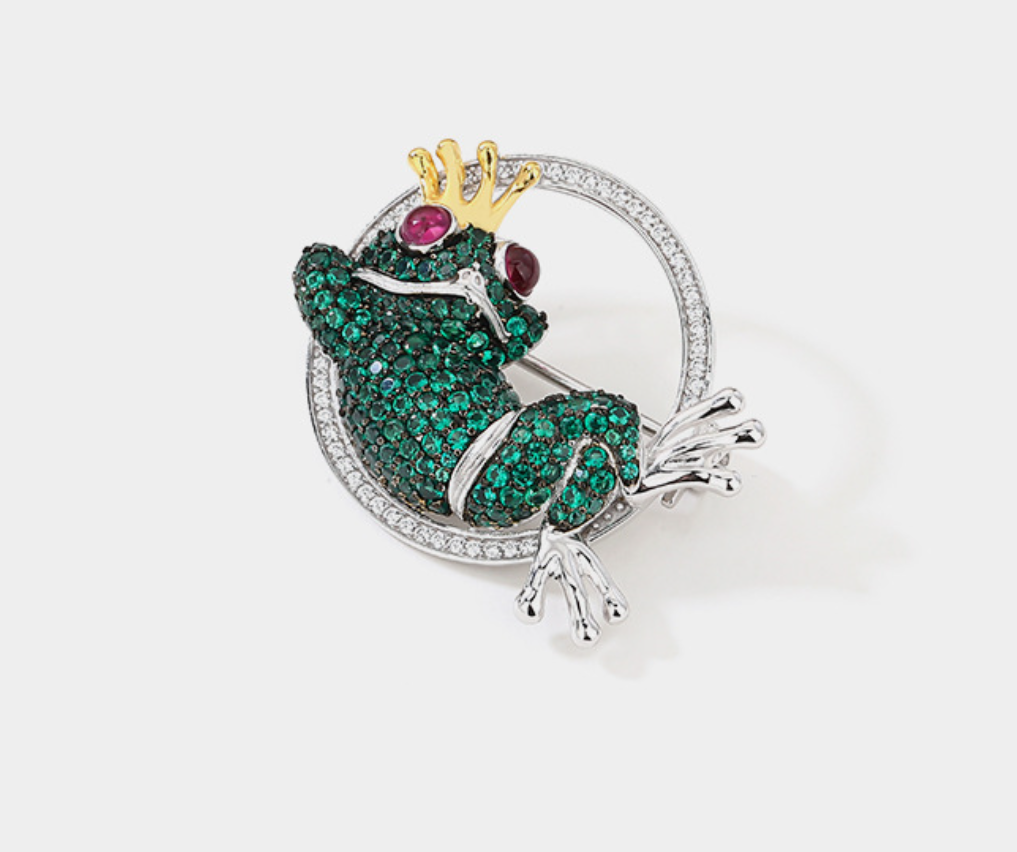 Frog Crown Diamond Brooch Niche Versatile High-end Corsage
