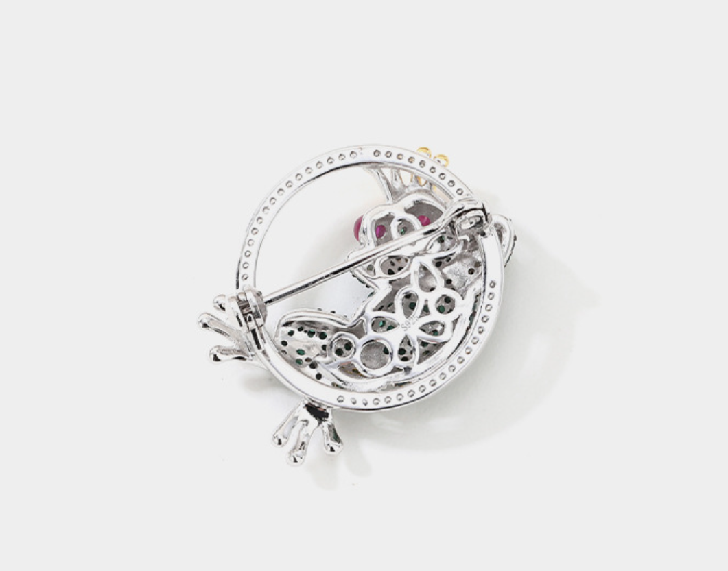 Frog Crown Diamond Brooch Niche Versatile High-end Corsage