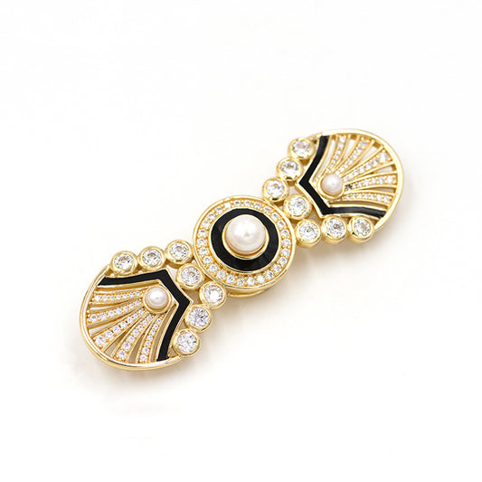 Vintage Natural Freshwater Pearl Sterling Silver Gold Plated Brooch