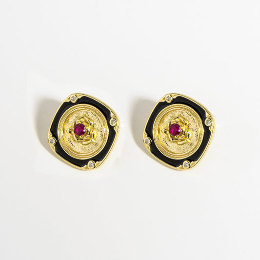 Vintage Palace Red Corundum Earrings