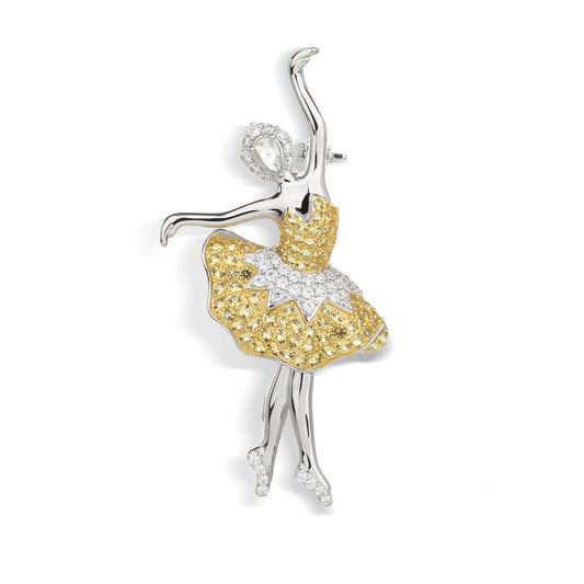 Dancing Girl Diamond Brooch Gold Necklace Pendant Dual Purpose Corsage