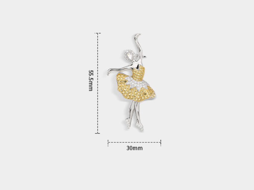 Dancing Girl Diamond Brooch Gold Necklace Pendant Dual Purpose Corsage