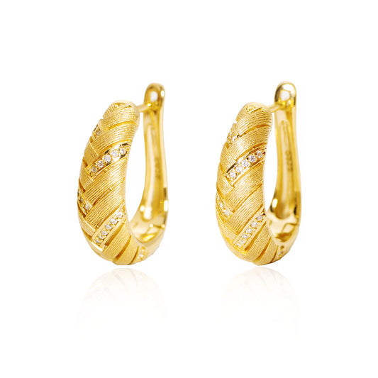 Braided Gold Brushed Sterling Silver Earrings