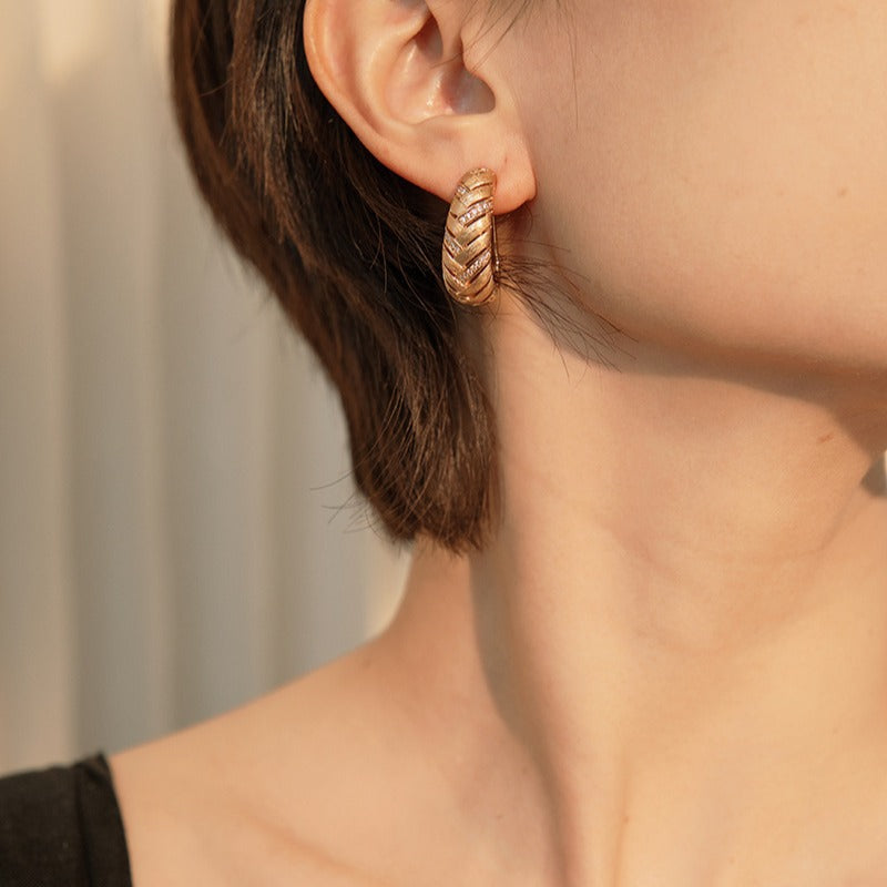 Braided Gold Brushed Sterling Silver Earrings
