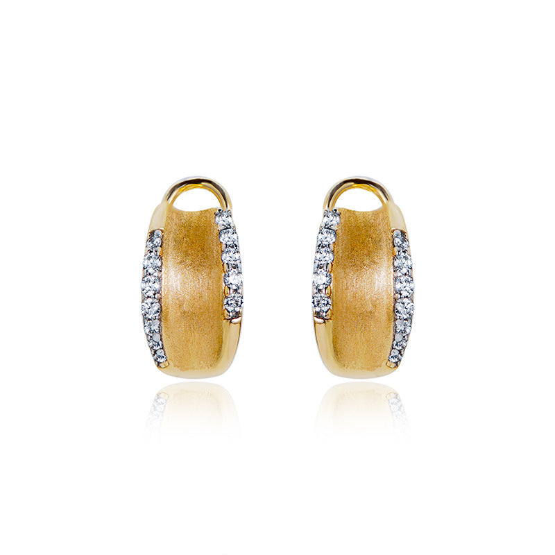 Gold and silver color clash design brushed earrings