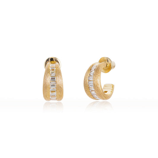 Vintage Court Style Stud Earrings with Brushed Diamonds