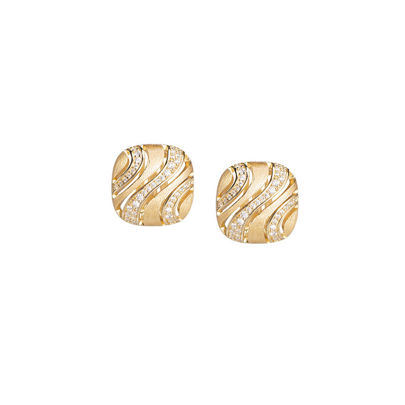 Bouchera Style Zirconia Wave Brushed Earrings