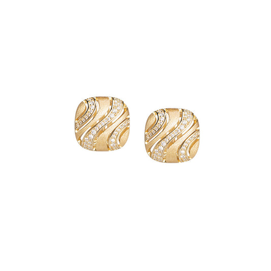 Bouchera Style Zirconia Wave Brushed Earrings