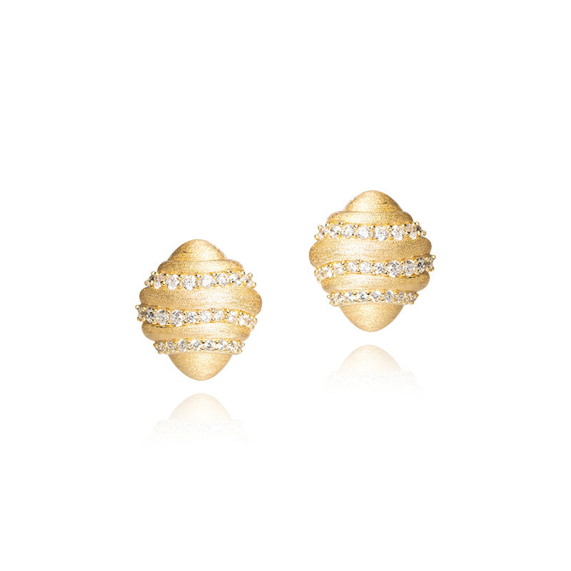 Brushed French Super Sweet Dimensional Stud Earrings