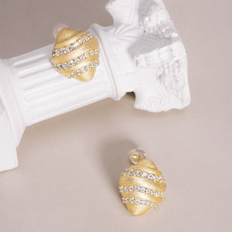 Brushed French Super Sweet Dimensional Stud Earrings