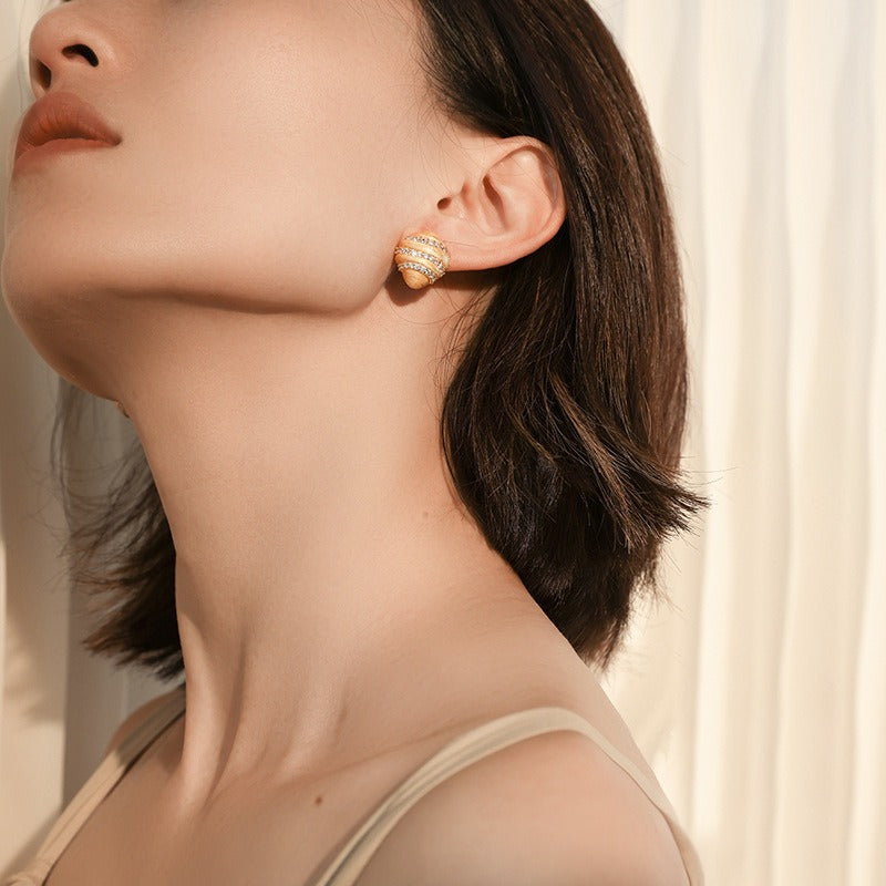 Brushed French Super Sweet Dimensional Stud Earrings