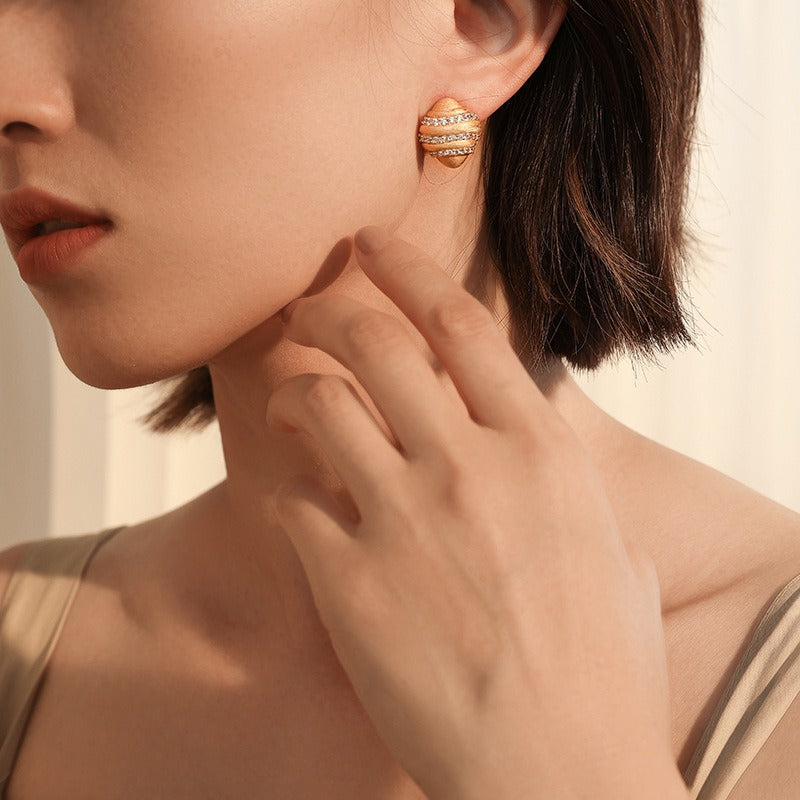 Brushed French Super Sweet Dimensional Stud Earrings