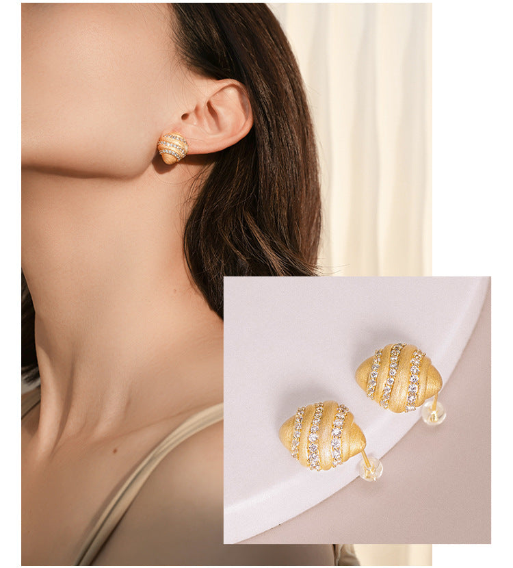 Brushed French Super Sweet Dimensional Stud Earrings
