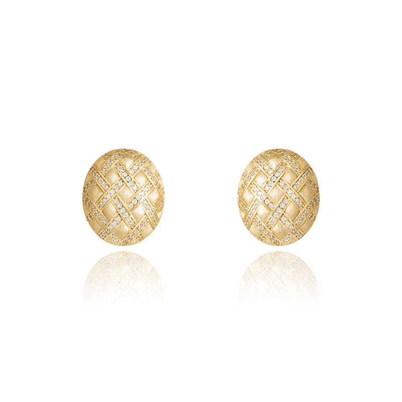 Vintage Bratislava Simple Oval Brushed Ear Clips