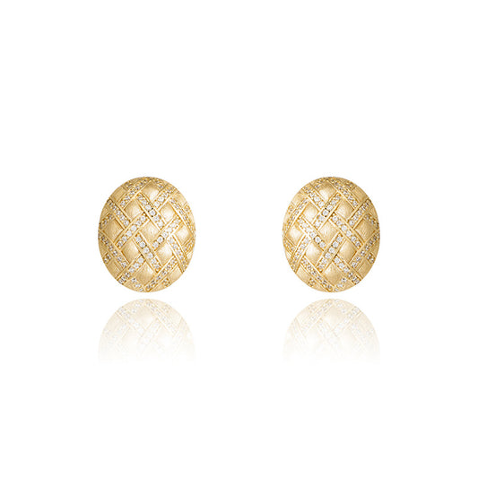 Vintage Bratislava Simple Oval Brushed Ear Clips