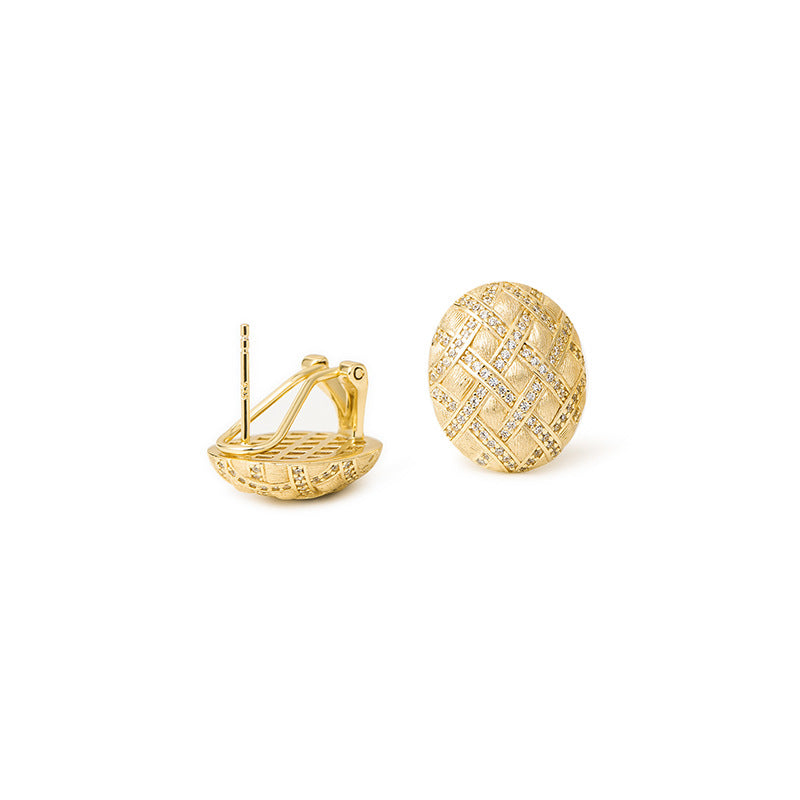 Vintage Bratislava Simple Oval Brushed Ear Clips