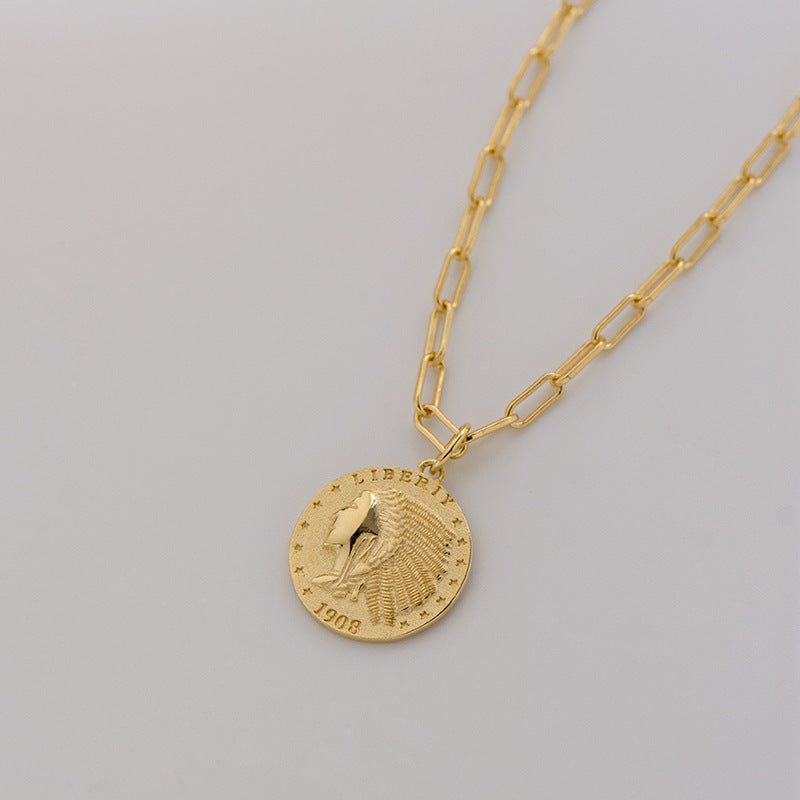 Queen's Head 18K Gold Vintage Gold Coin Necklace