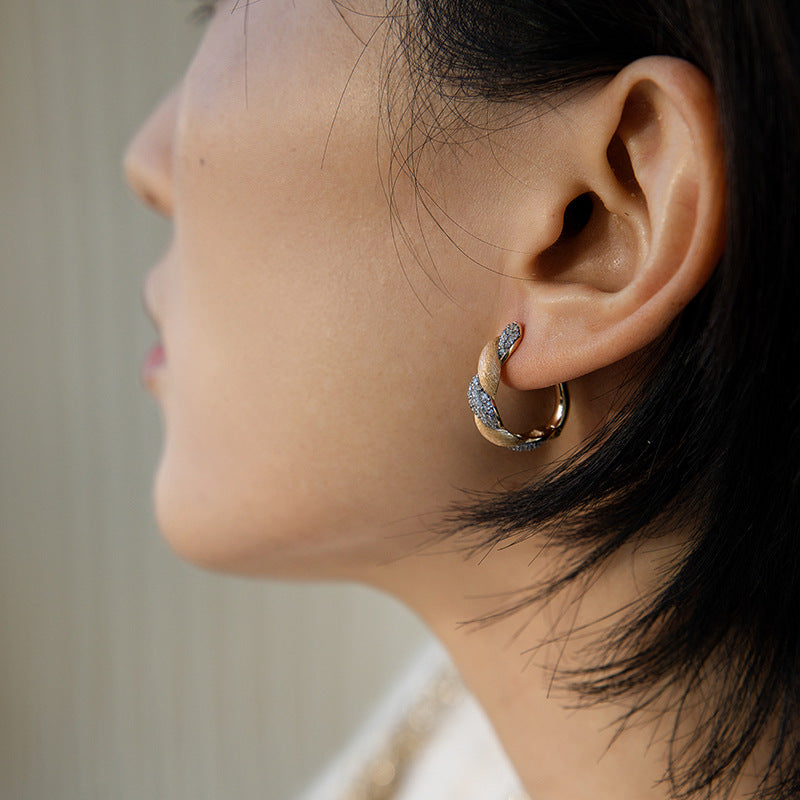 Twisted Brushed Vintage Rope Section Earrings