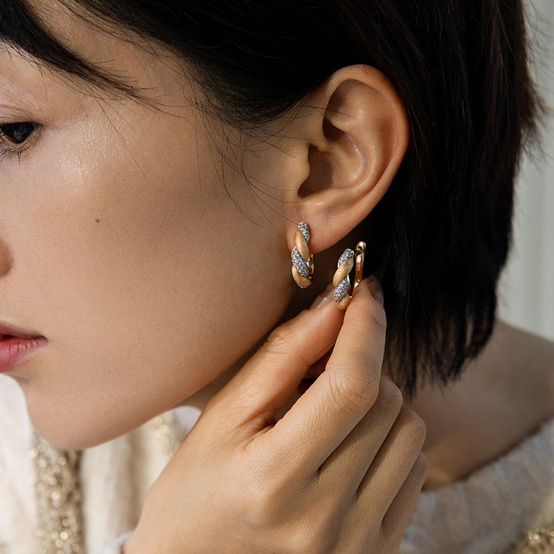 Twisted Brushed Vintage Rope Section Earrings