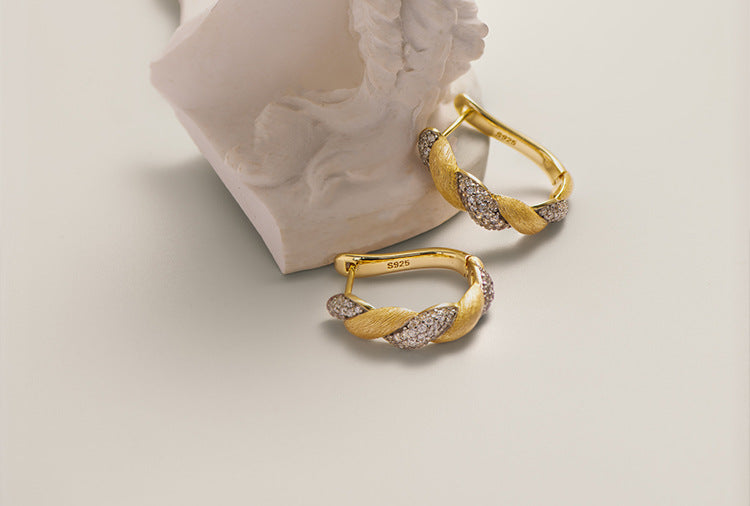 Twisted Brushed Vintage Rope Section Earrings