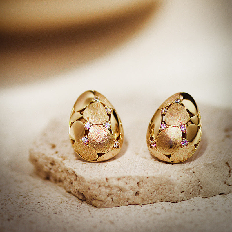 Brushed Golden Egg Earrings