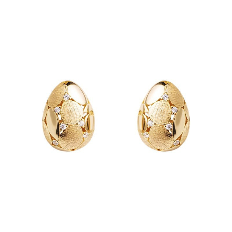 Brushed Golden Egg Earrings