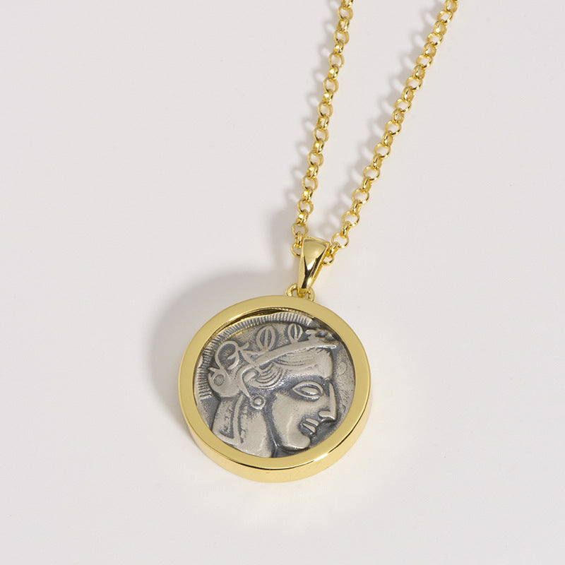 Hercules of the Wine God Ancient Coin 18K Gold Vintage Necklace
