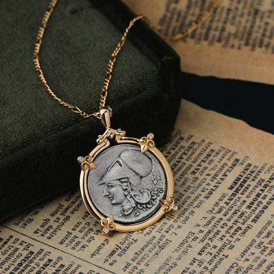 Iris Athena Pegasus Ancient Coin Sweater Necklace
